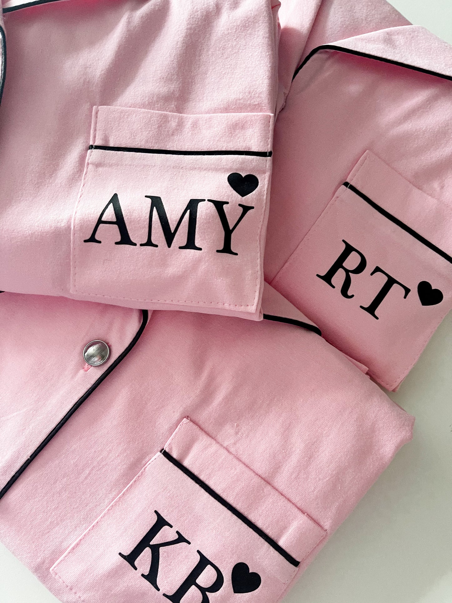 Personalised Monogrammed Heart Cotton Pyjamas