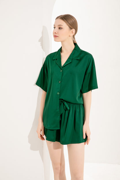 Script Relaxed Fit Satin Pyjamas