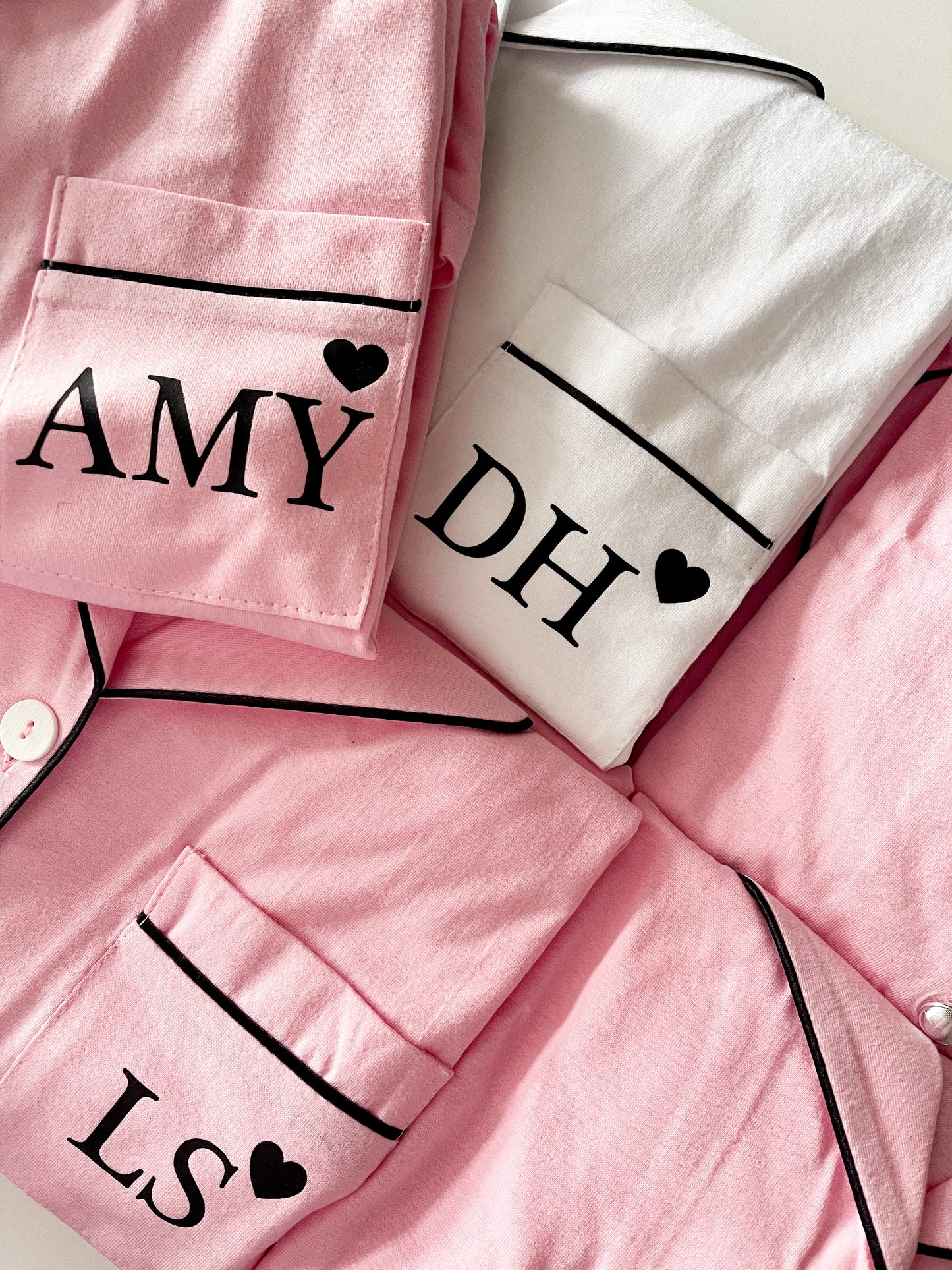 Personalised Monogrammed Heart Cotton Pyjamas