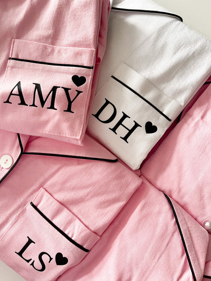 Personalised Monogrammed Heart Cotton Pyjamas - Long style