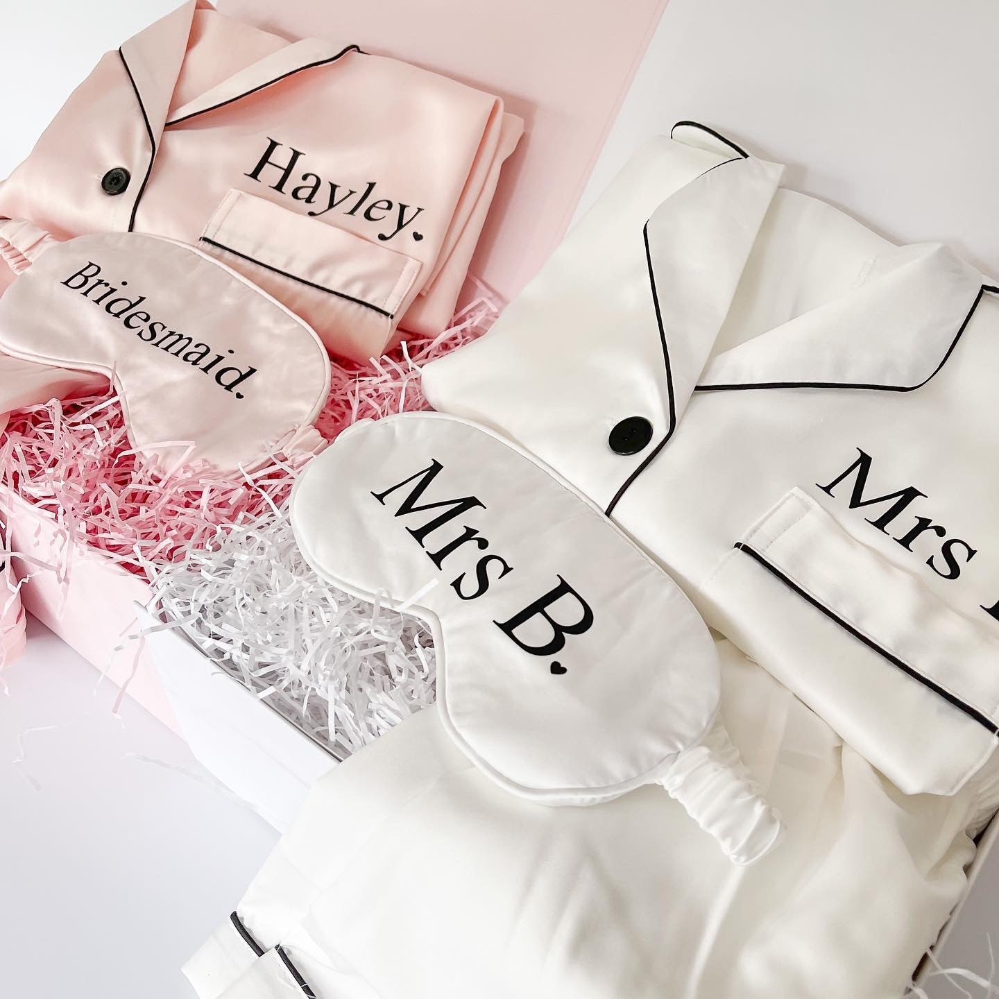 Heart Name Satin Pyjama and Eye Mask set