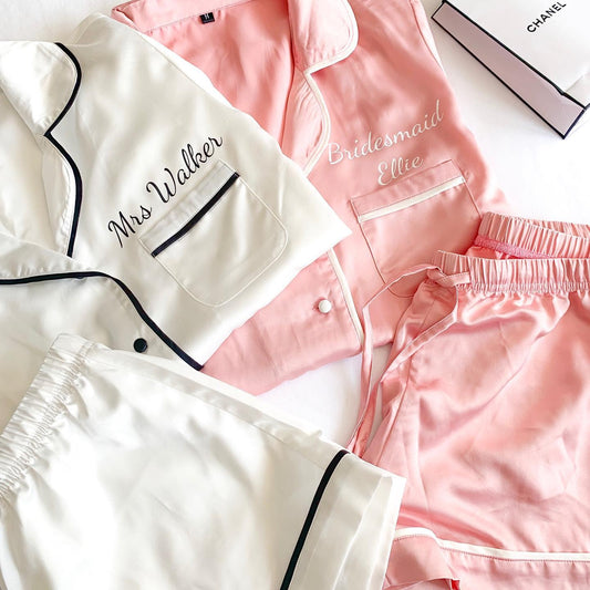 Personalised Lux Wedding Satin Pyjamas