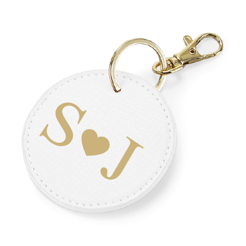 Love Initial Heart Round Key Ring