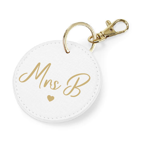 Mrs Script Heart Round Key Ring