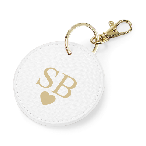 Monogrammed Heart Round Key Ring